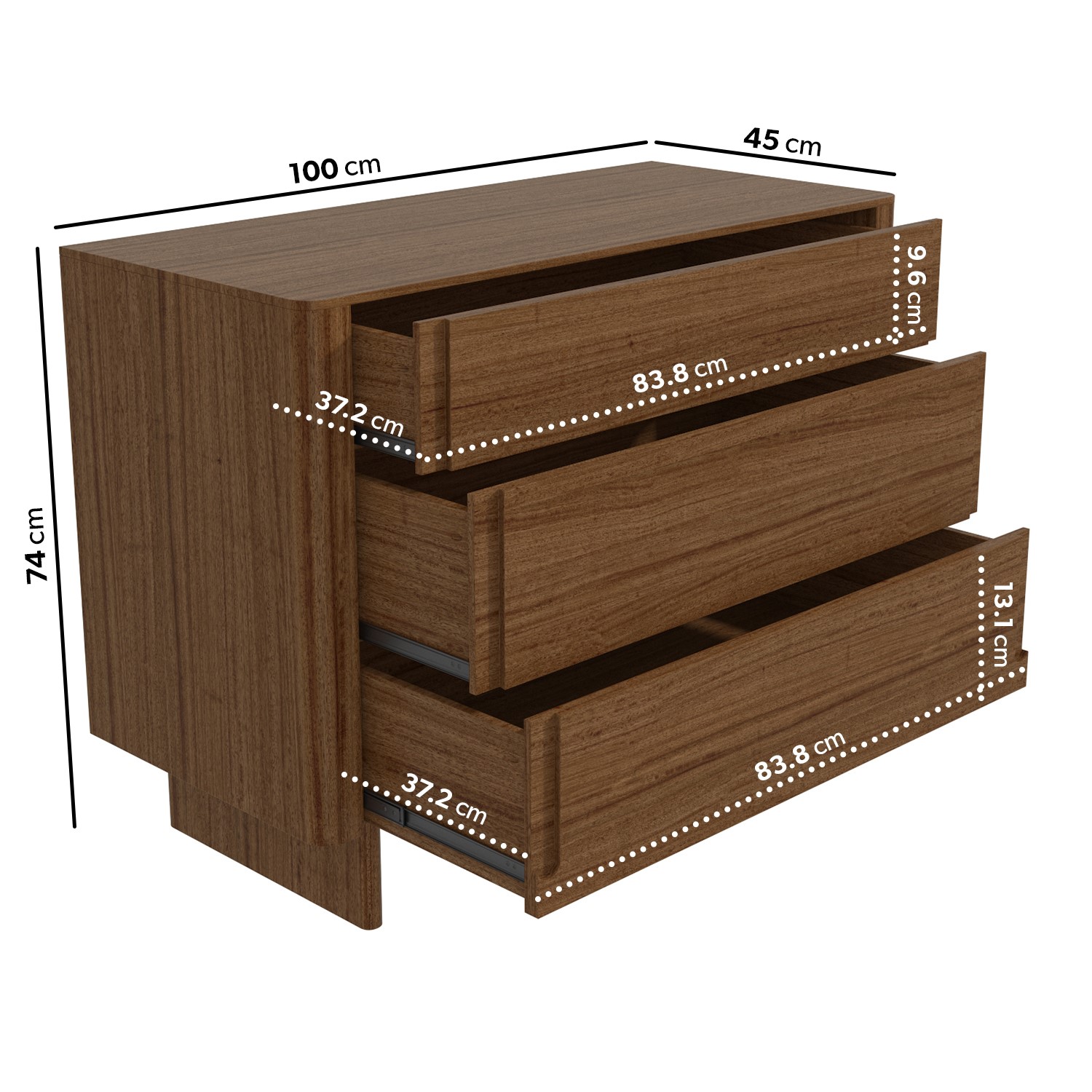 Read more about Dark wood mid century chest of 3 drawers emile sustainable furniture